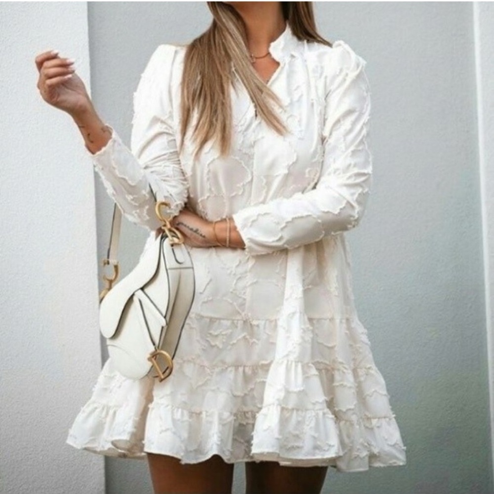 Elegant White Ruffle Dress